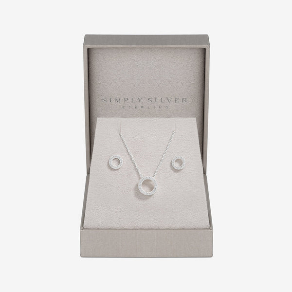 Simply Silver Sterling Silver 925 Cubic Zirconia Round Open Set - Gift Boxed