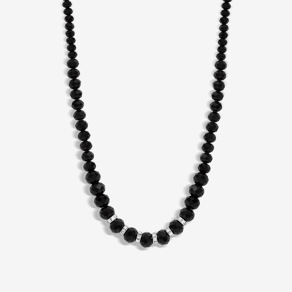 Jon Richard Jet Faceted Bead And Silver Plated Crystal Necklace