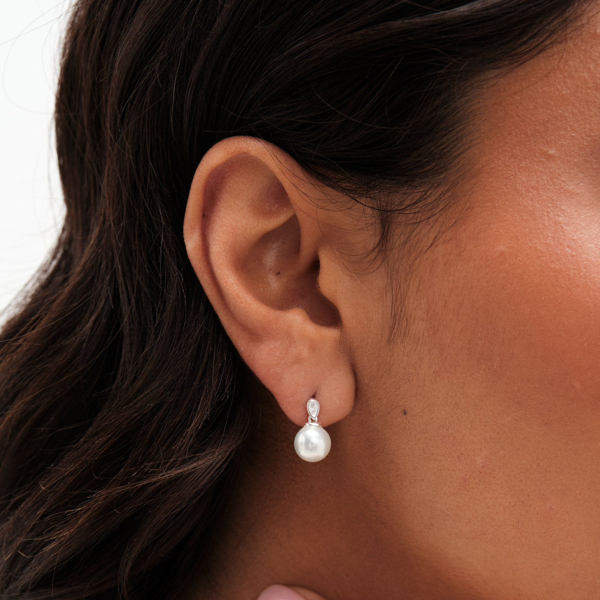Simply Silver Sterling Silver 925 Cubic Zirconia and Pearl Classic Stud Earrings