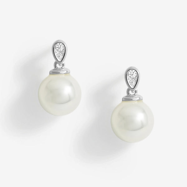 Simply Silver Sterling Silver 925 Cubic Zirconia and Pearl Classic Stud Earrings