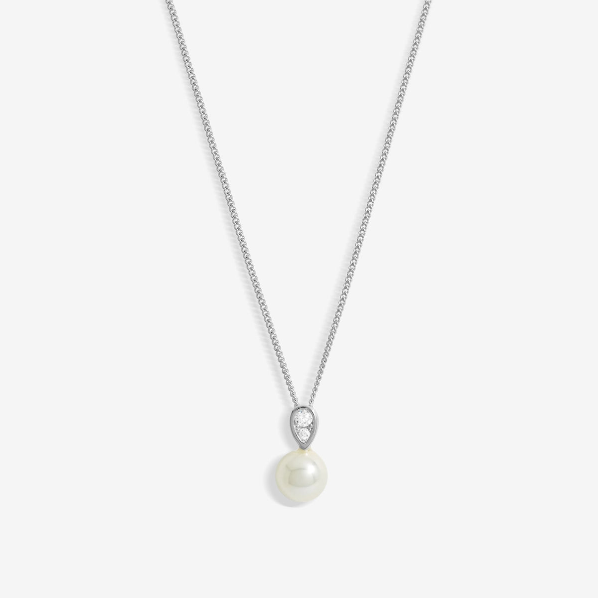 Simply Silver Sterling Silver 925 Cubic Zirconia and Pearl Classic Drop Pendant