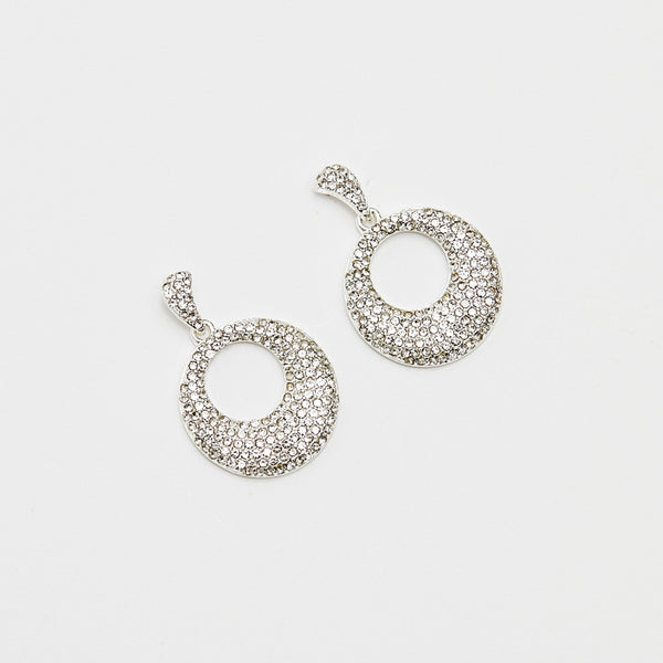 Jon Richard Silver Plated Crystal Statement Open Earrings