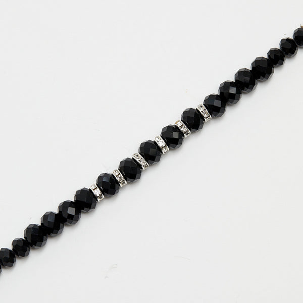 Jon Richard Jet Faceted Bead And Silver Plated Crystal Necklace