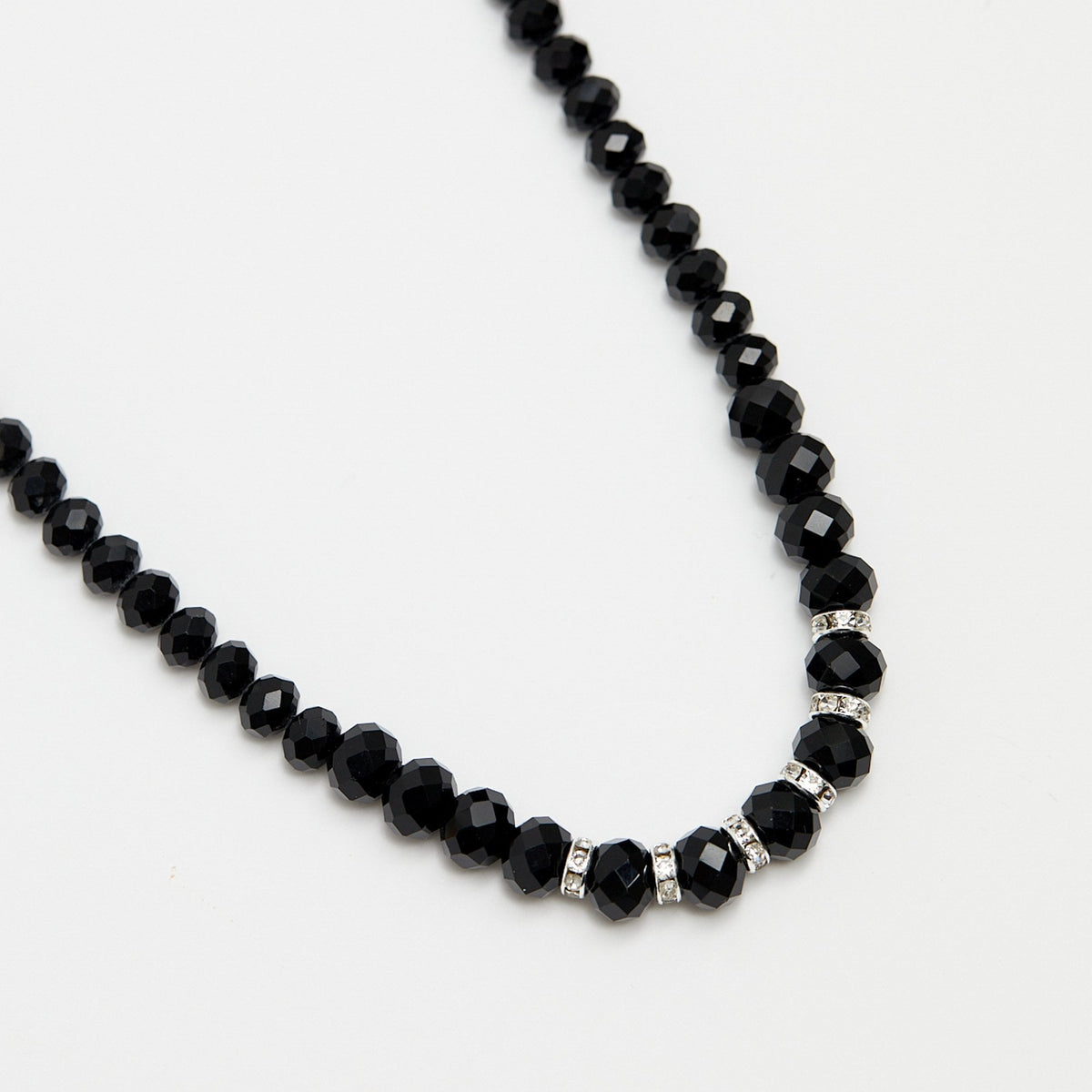 Jon Richard Jet Faceted Bead And Silver Plated Crystal Necklace