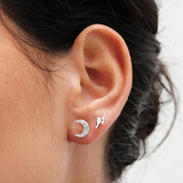 Mood Silver Crystal Celestial Stud And Hoop Earrings - Pack Of 3