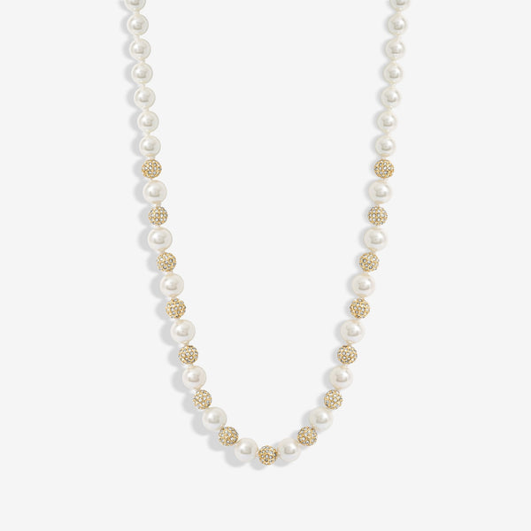 Jon Richard Gold Plated Pave Ball And Pearl Necklace