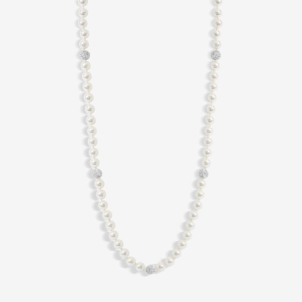 Jon Richard Pearl And Pave Ball Rope Necklace