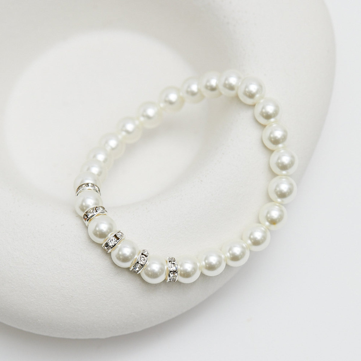 Jon Richard Pearl And Crystal Rhondelle Stretch Bracelet