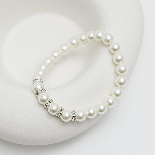 Jon Richard Pearl And Crystal Rhondelle Stretch Bracelet