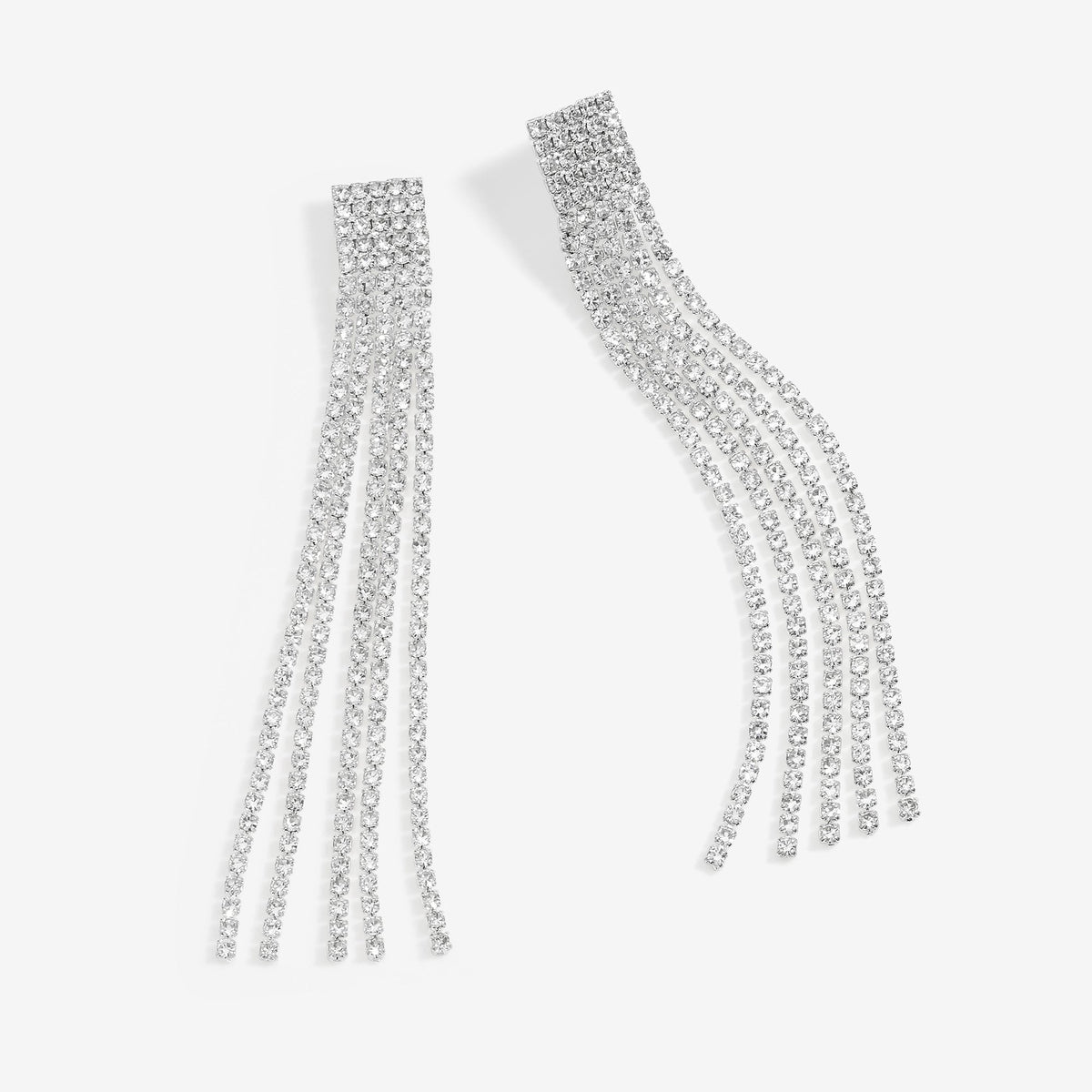 Mood Silver Crystal Core Diamante Shower Drop Earrings
