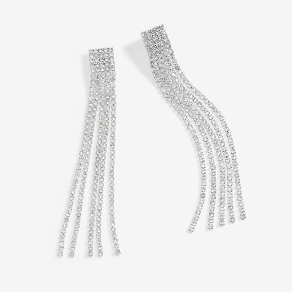 Mood Silver Crystal Core Diamante Shower Drop Earrings