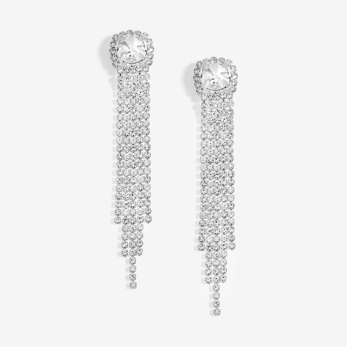 Mood Silver Crystal Halo Diamante Shower Drop Earrings