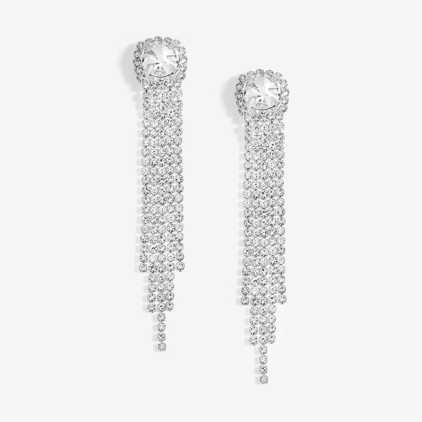 Mood Silver Crystal Halo Diamante Shower Drop Earrings