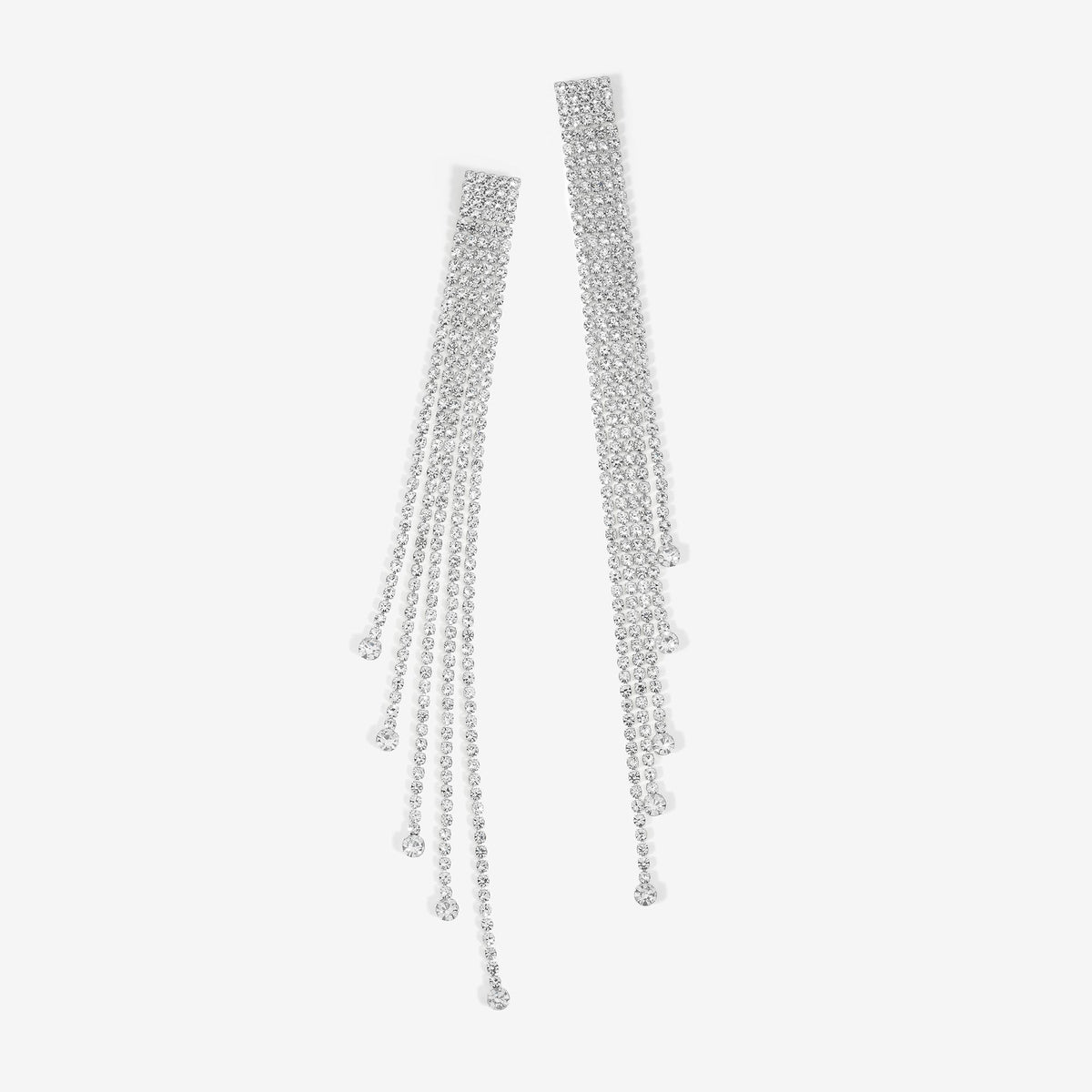 Mood Silver Crystal Diamante Shoulder Duster Earrings