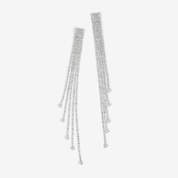 Mood Silver Crystal Diamante Shoulder Duster Earrings