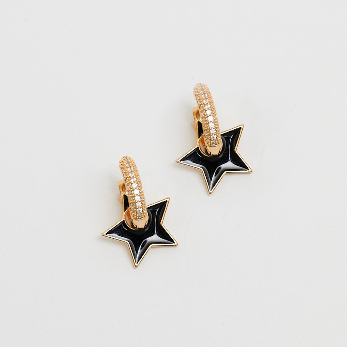 Jon Richard Gold Plated And Jet Enamel Star Earrings