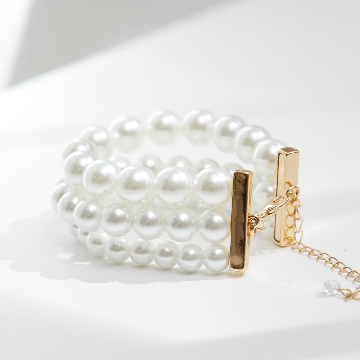 Mood Gold Cream Pearl 3 Row Bracelet