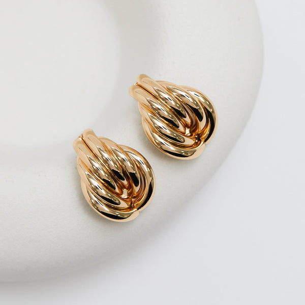 Mood Gold Twisted Large Knot Doorknocker Earrings