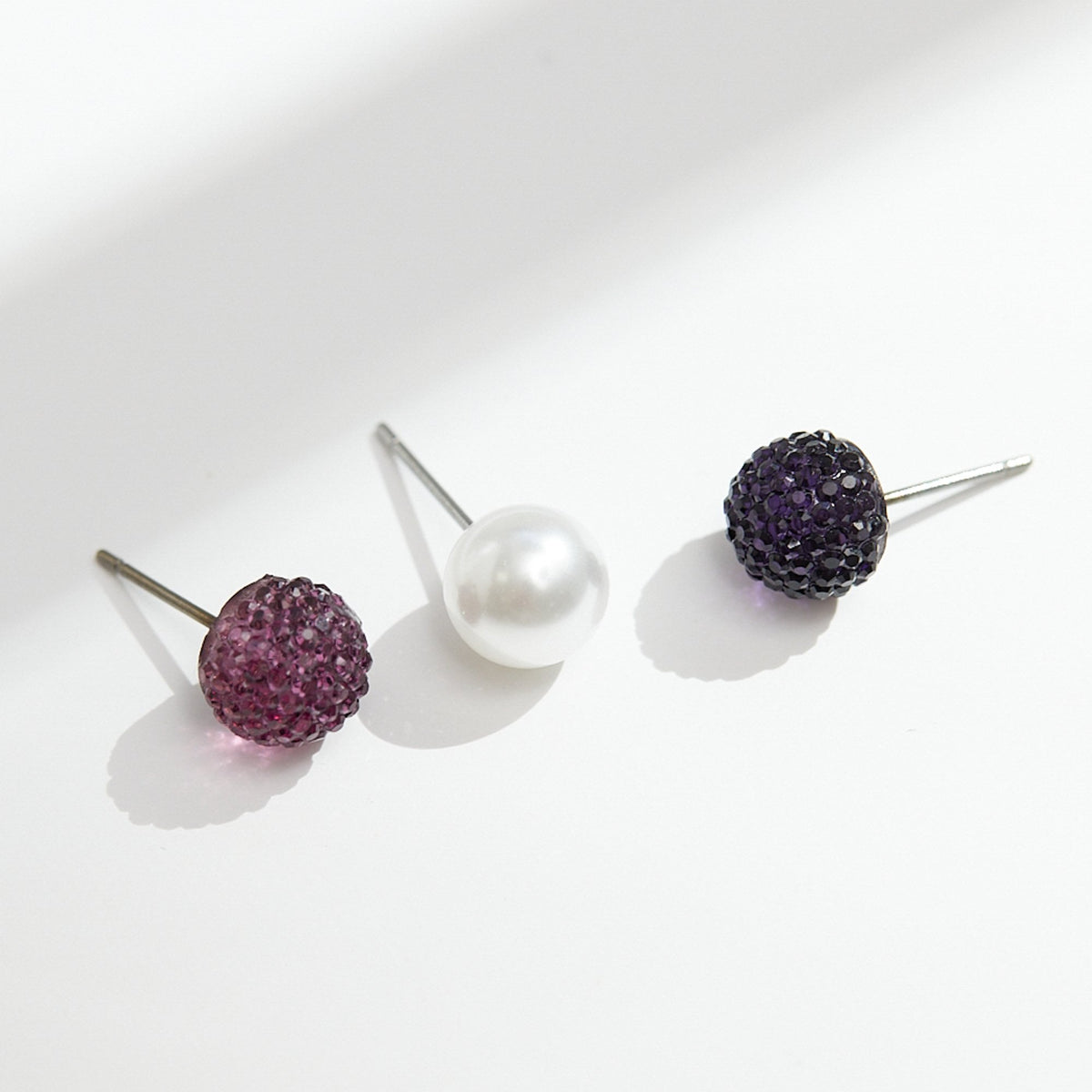 Mood Purple Mixed Ball Stud Earrings - Pack Of 3
