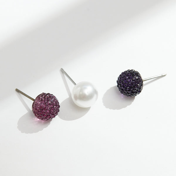 Mood Purple Mixed Ball Stud Earrings - Pack Of 3