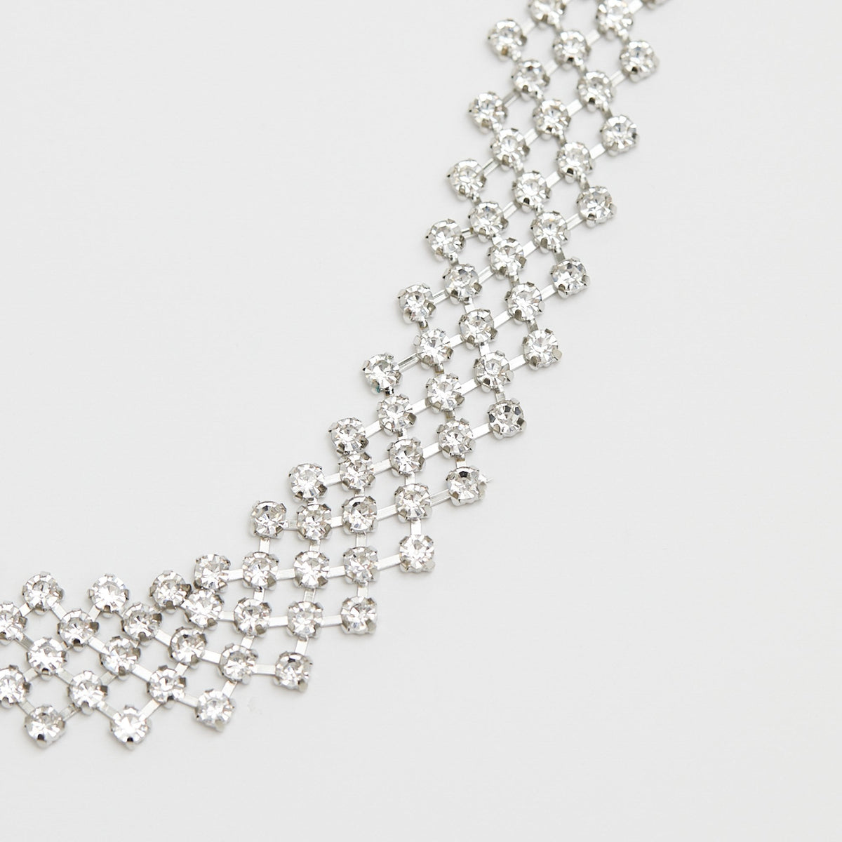 Mood Rhodium Crystal Round Cage Choker Necklace