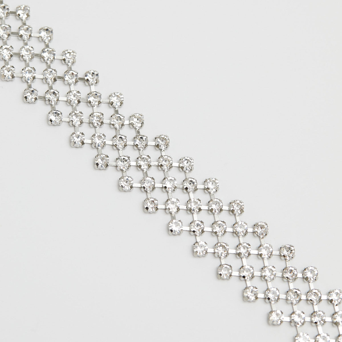 Mood Rhodium Crystal Round Cage Choker Necklace