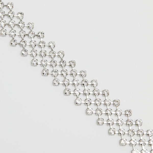 Mood Rhodium Crystal Round Cage Choker Necklace