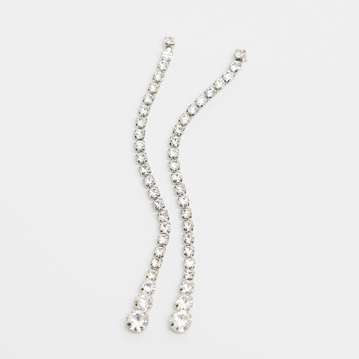 Mood Silver Crystal Linear Stone Drop Earrings