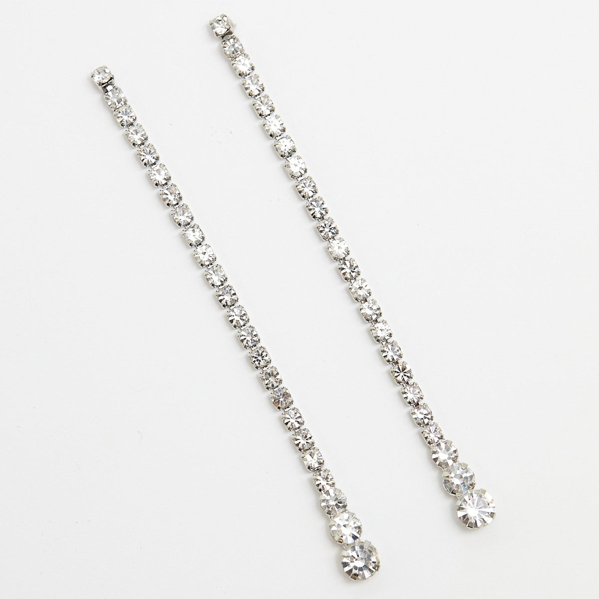 Mood Silver Crystal Linear Stone Drop Earrings