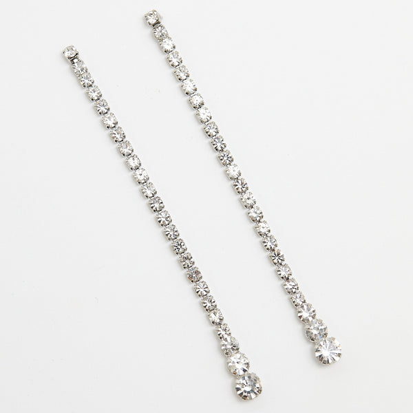 Mood Silver Crystal Linear Stone Drop Earrings