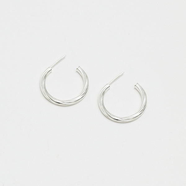 Simply Silver Sterling Silver 925 Polished Diamond Cut Hoop Earrings