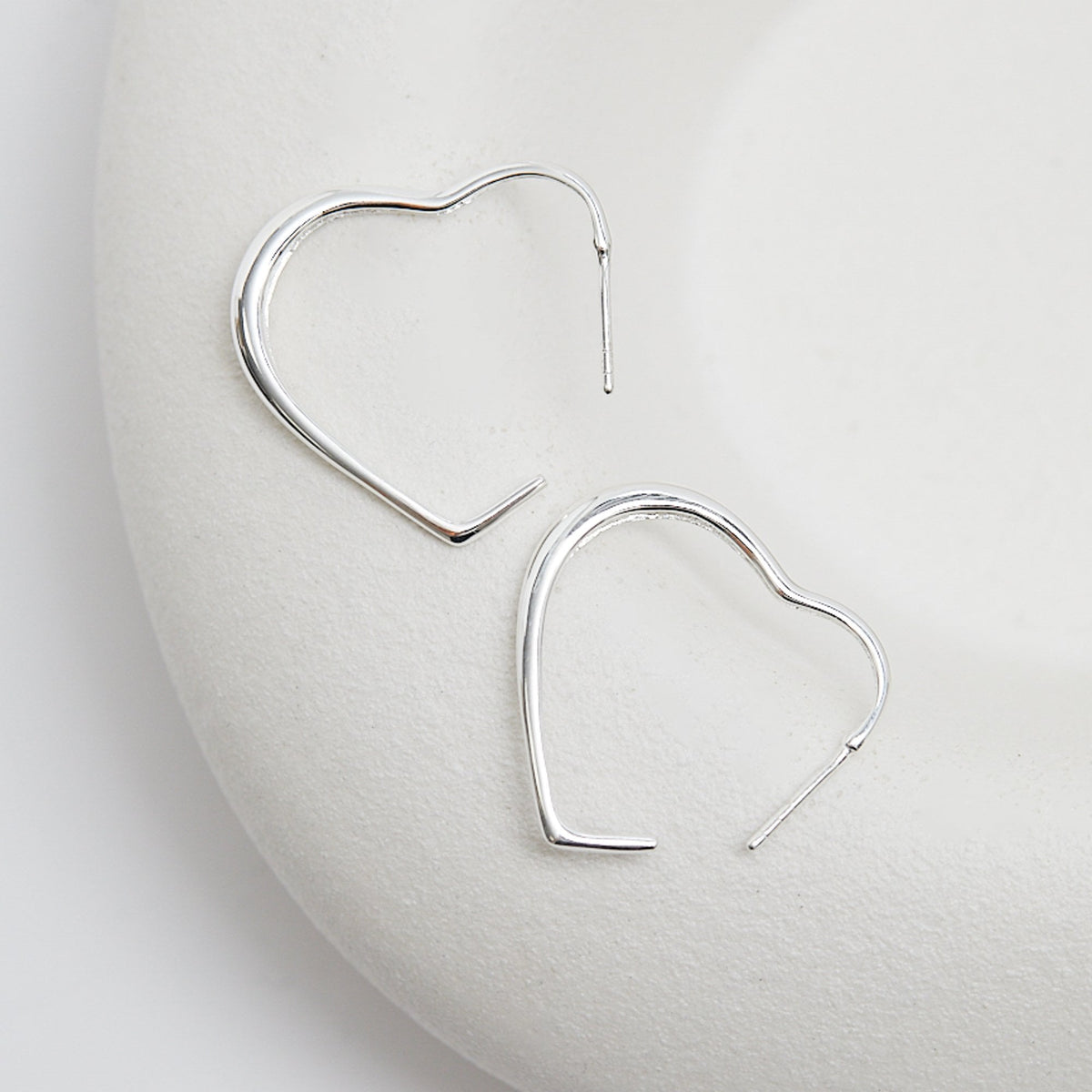 Simply Silver Sterling Silver 925 Large Polished Heart Hoop Earrings