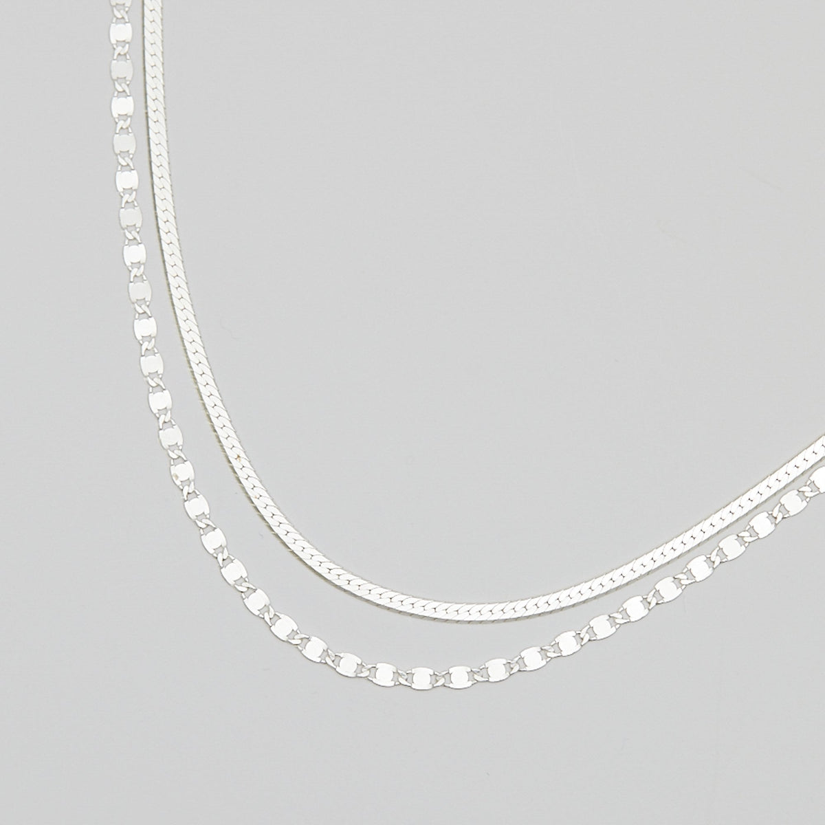 Simply Silver Sterling Silver 925 Polished Textured Double Chain Necklace