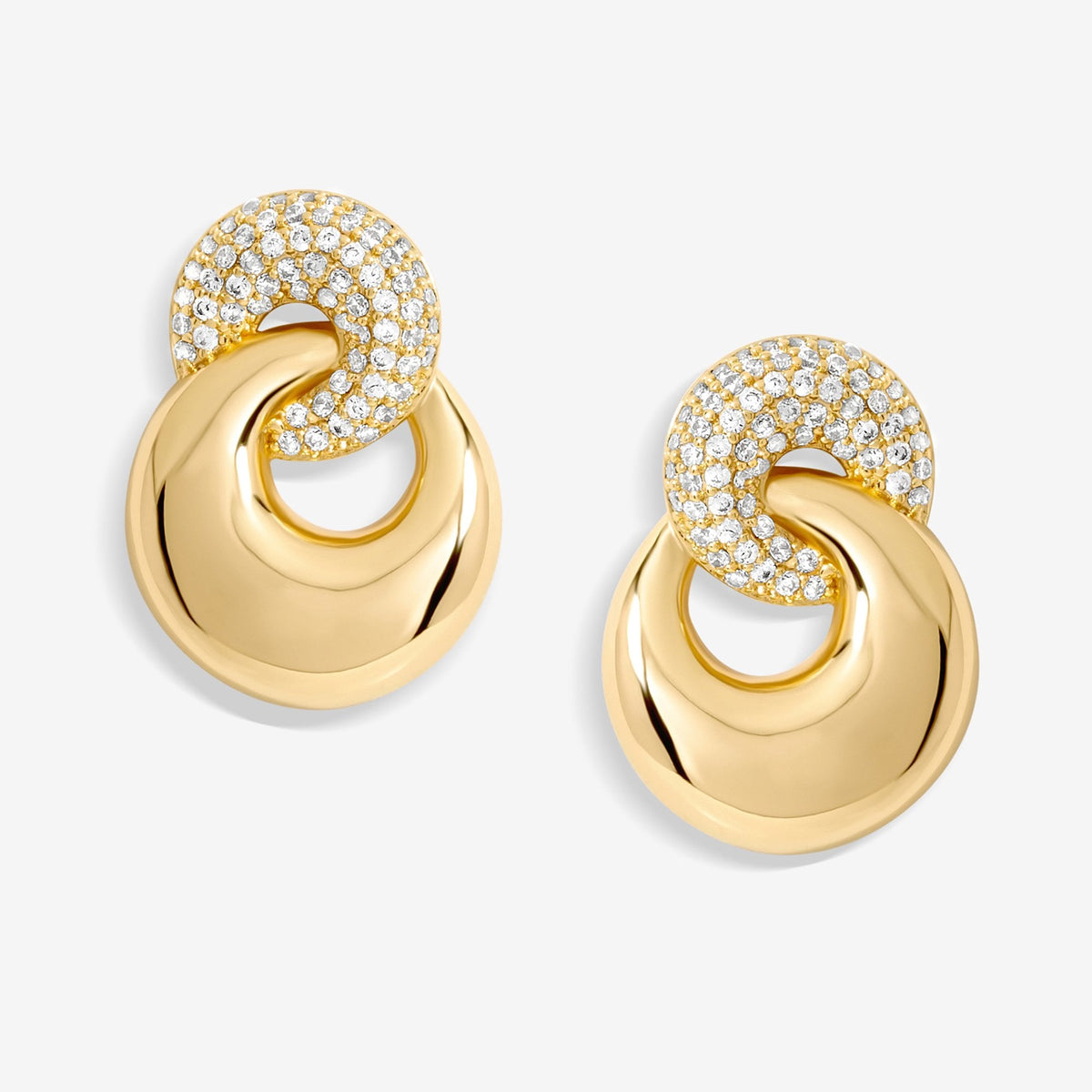 Jon Richard Gold Plated Polished And Pave Circle Drop Earrings