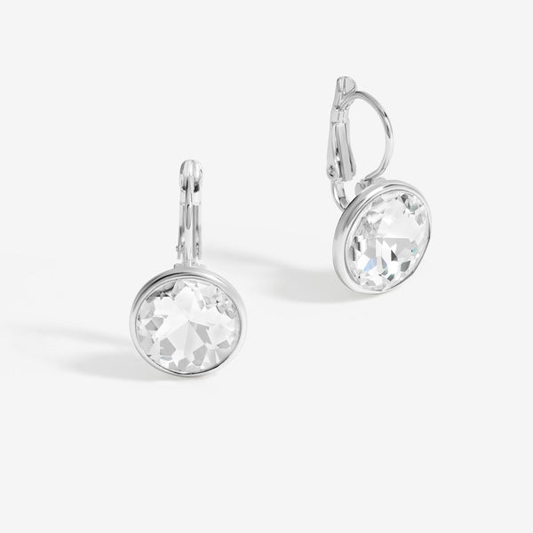 Mood Silver Crystal Round Mini Hoop Earrings