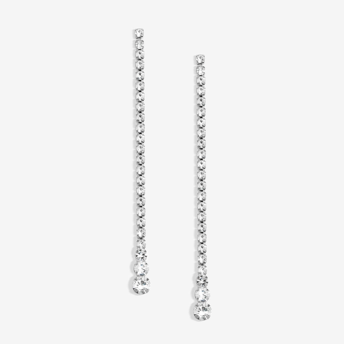 Mood Silver Crystal Linear Stone Drop Earrings