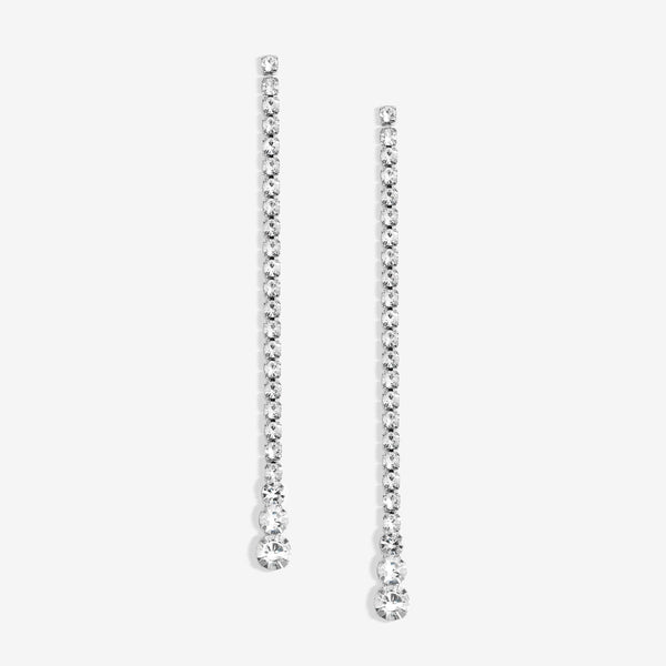 Mood Silver Crystal Linear Stone Drop Earrings