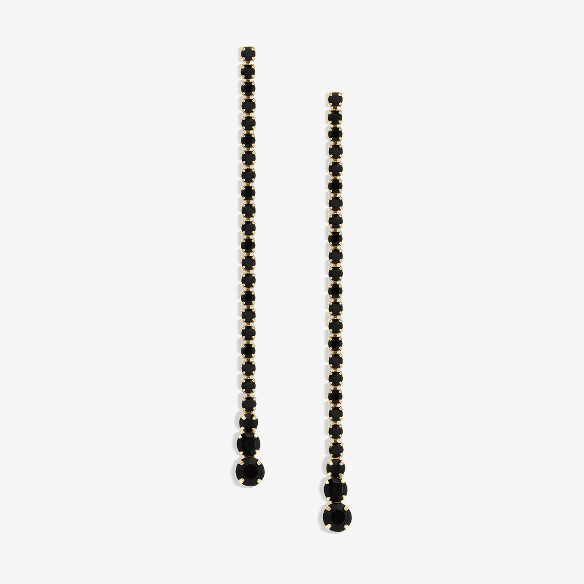 Mood Gold Black Linear Stone Drop Earrings