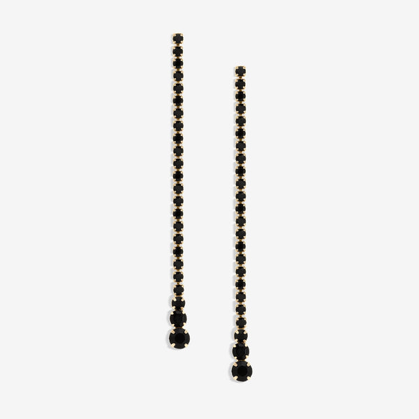 Mood Gold Black Linear Stone Drop Earrings