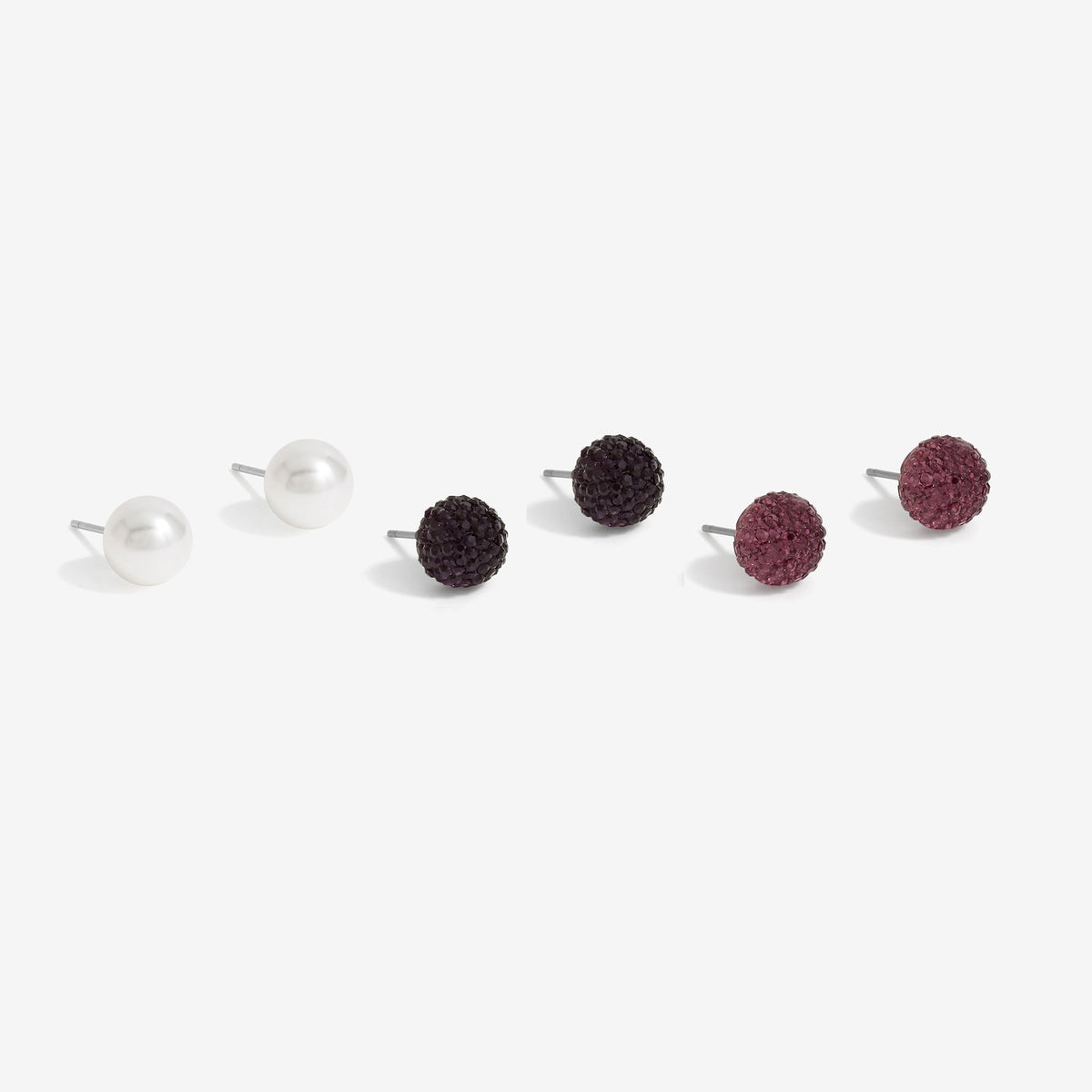 Mood Purple Mixed Ball Stud Earrings - Pack Of 3