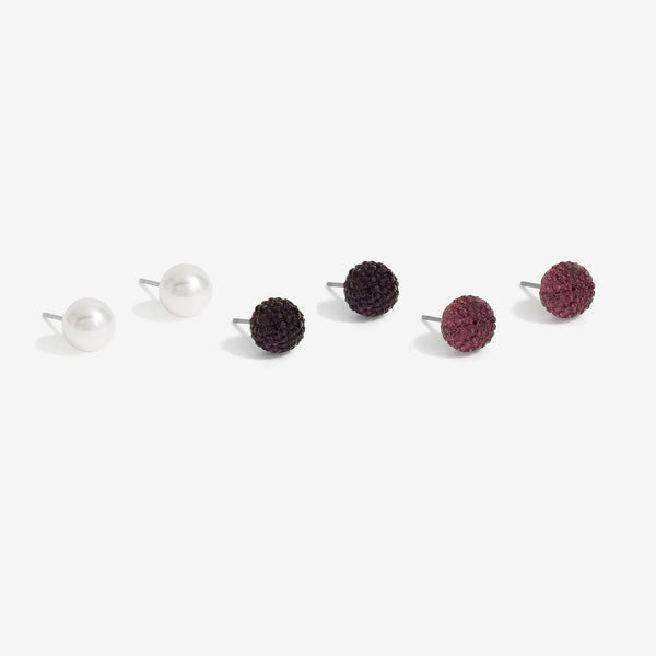 Mood Purple Mixed Ball Stud Earrings - Pack Of 3