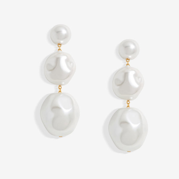 Mood Silver Pearl Graduated Linear Drop Earrings