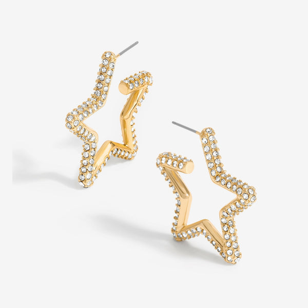 Mood Gold Crystal Star Hoop Earrings