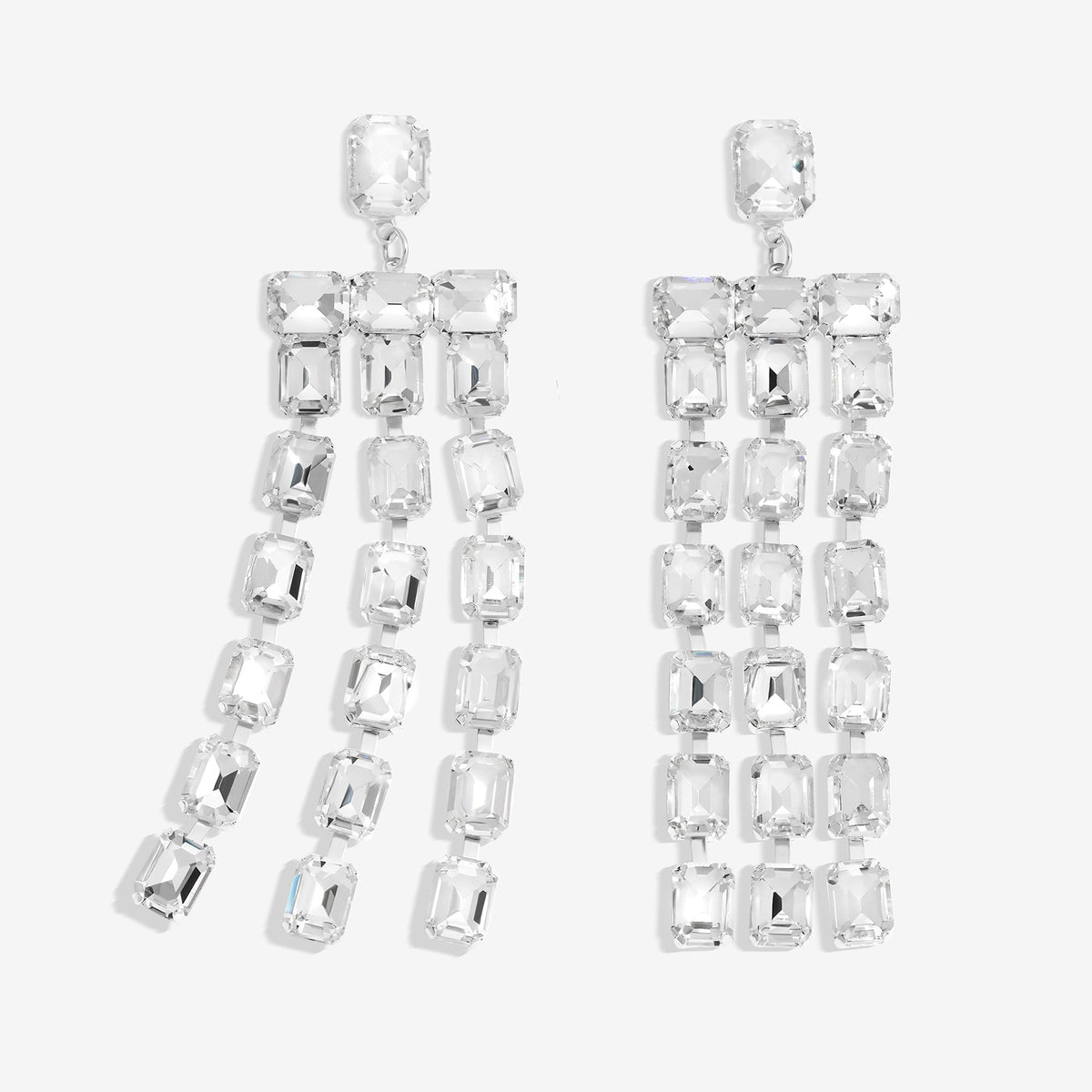 Mood Silver Crystal Mirror Statement Drop Earrings