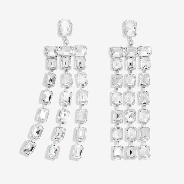 Mood Silver Crystal Mirror Statement Drop Earrings