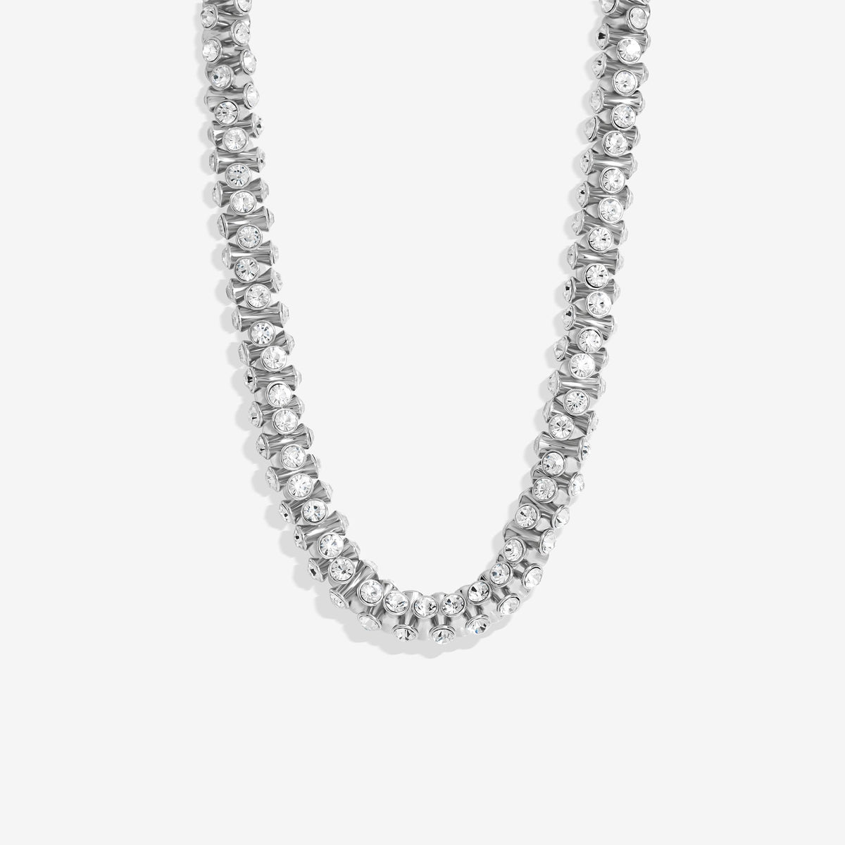 Mood Rhodium Crystal Tube Shaker Necklace