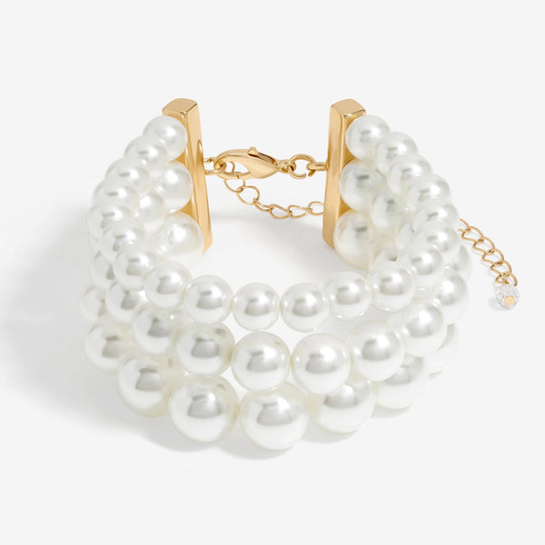 Mood Gold Cream Pearl 3 Row Bracelet