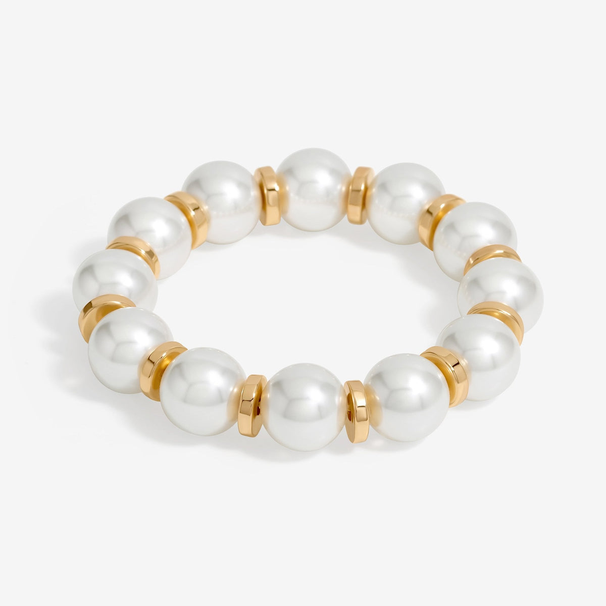 Mood Gold Cream Pearl Graduated Station Stretch Bracelet