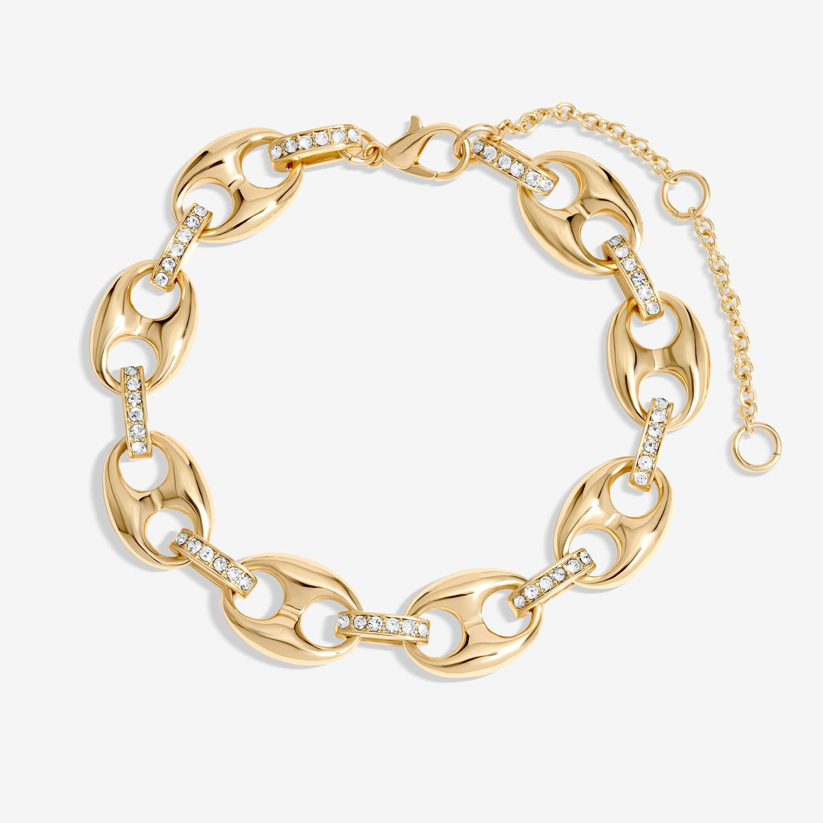 Mood Gold Crystal Button Link T-Bar Bracelet