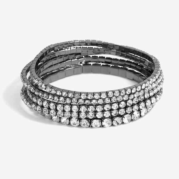 Mood Hematite Crystal Multi Stretch Bracelets - Pack Of 5